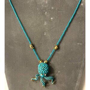 Handcrafted Turquoise Colored Octopus Pendant Necklace  # 5013